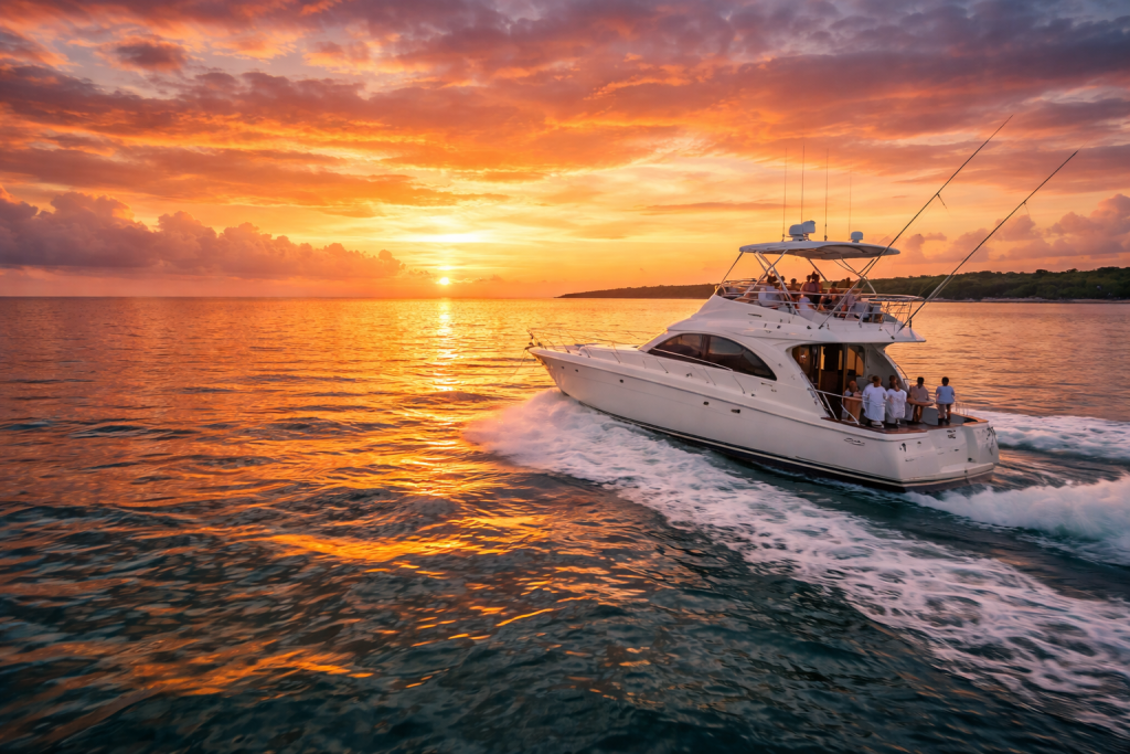 Cozumel sunset cruise over the Caribbean Sea