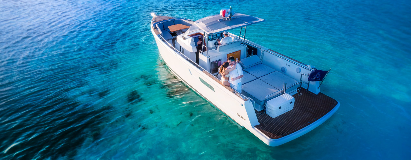 Fjord 36 yacht charter in Cozumel Mexico luxury private boat rental