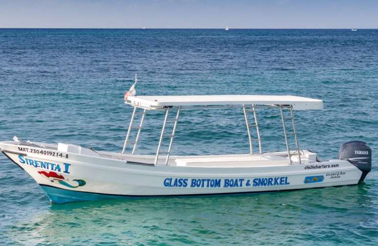 Sirenita 29 glass bottom boat Cozumel snorkeling charter